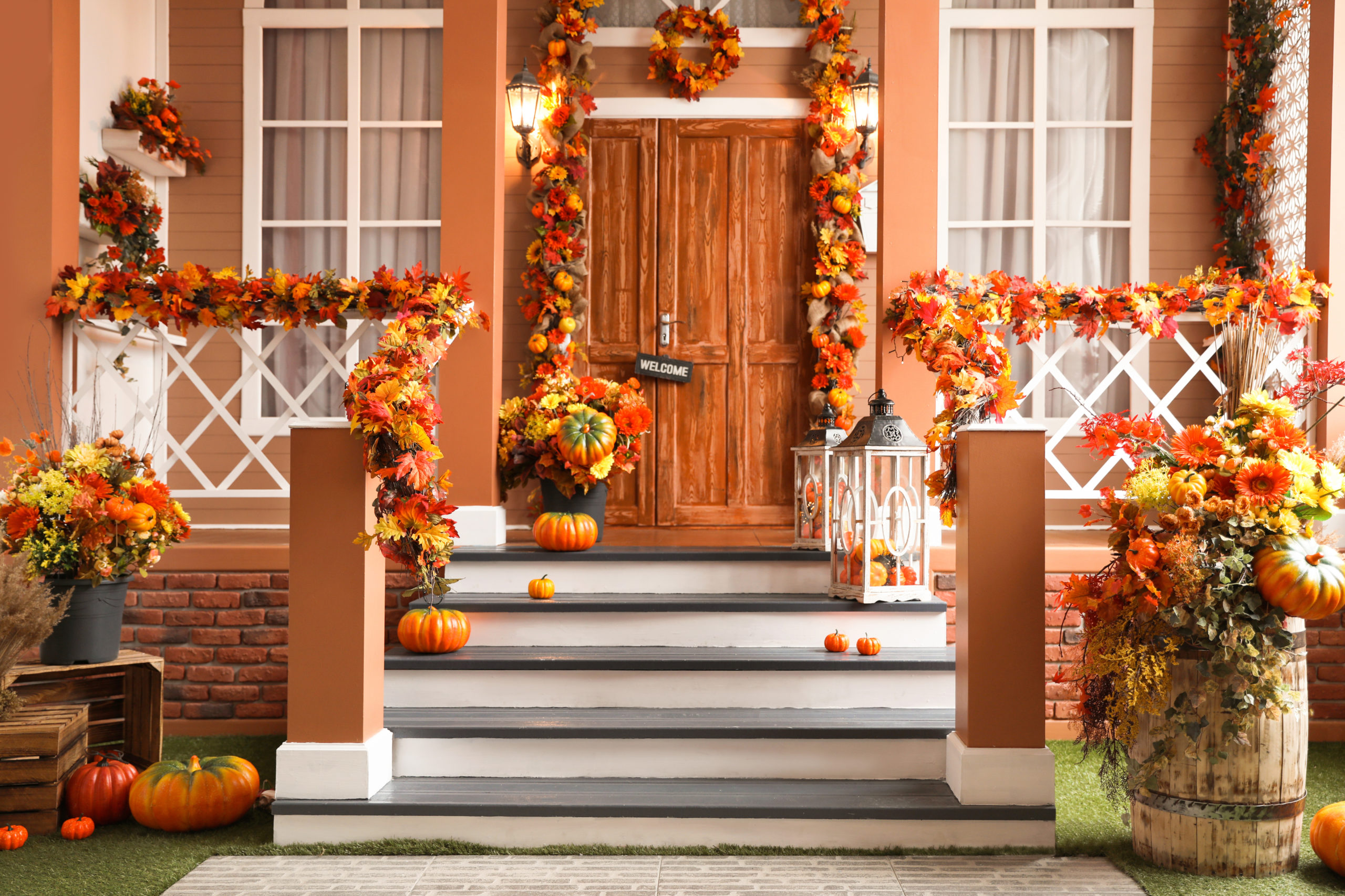 house with fall decoration
