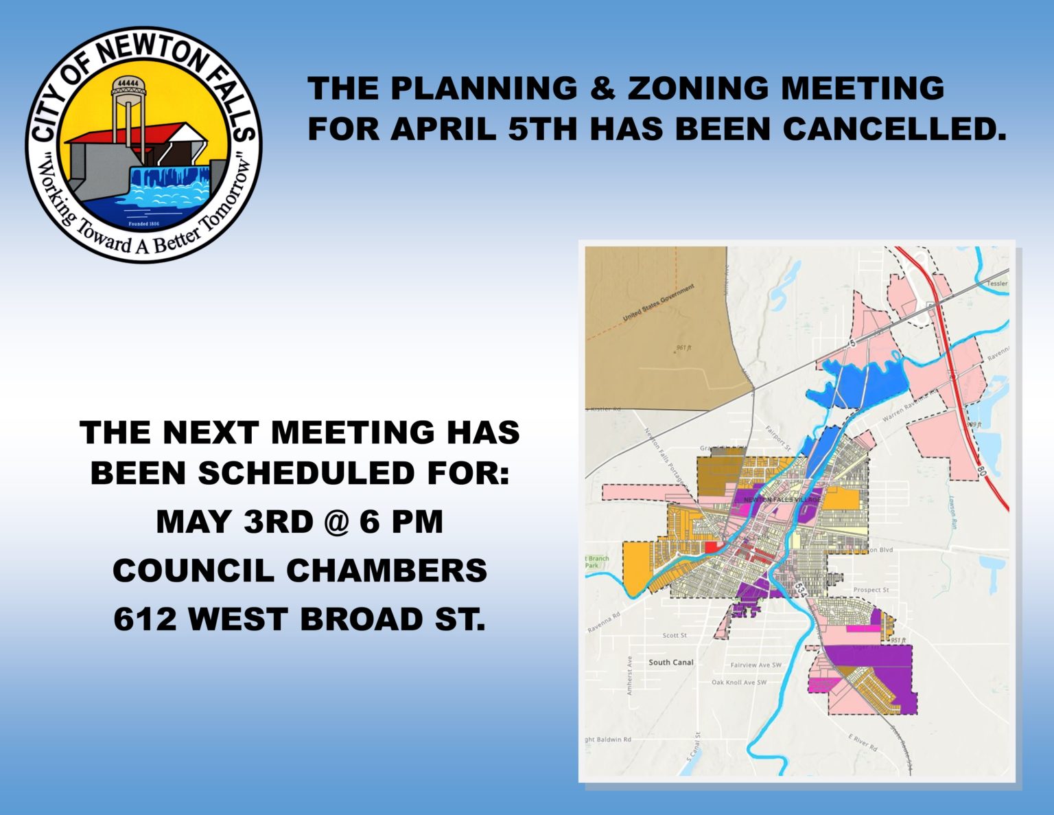 PLANNING & ZONNING MEETING CANCELLATION City of Newton Falls